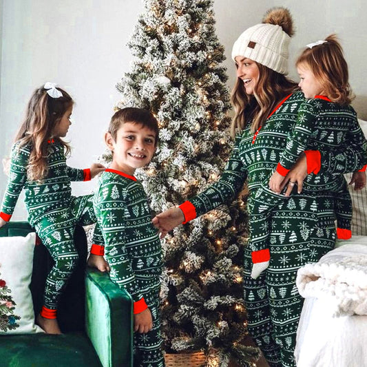 Green Christmas Matching Family Pajamas Sets