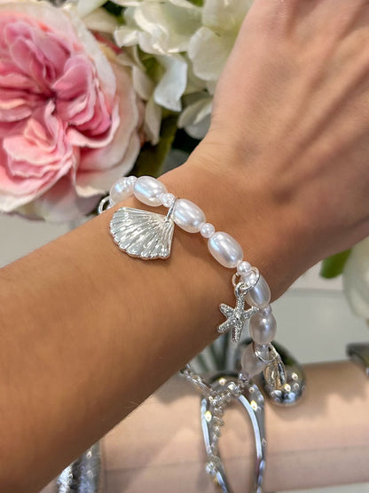 Pearl Seashell Starfish Charm Bracelet (2 Colours