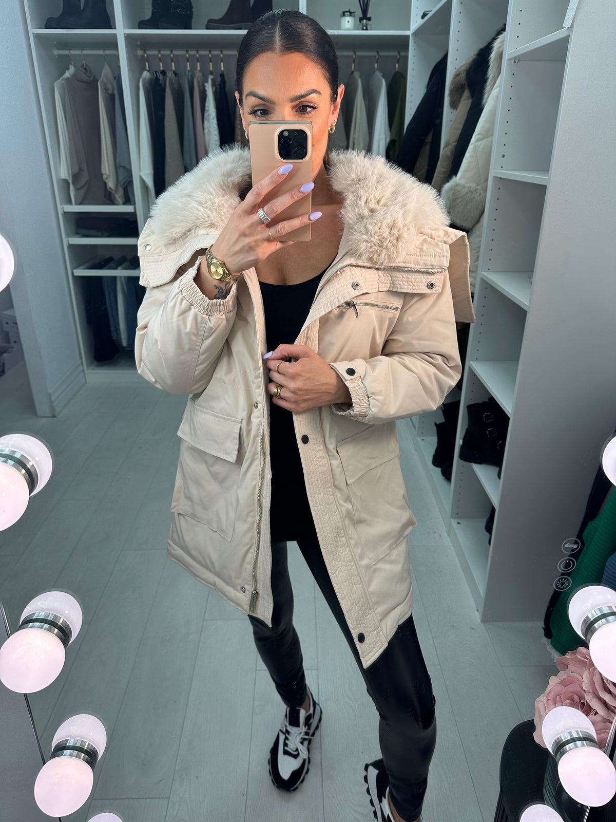 Atlanta Faux Fur Lined Zip Hood Coat