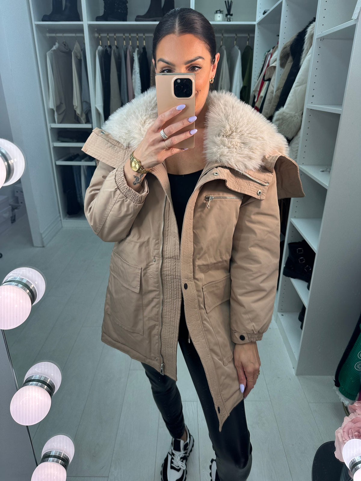 Atlanta Faux Fur Lined Zip Hood Coat