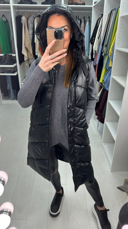 Tulula Black Hooded Padded Gilet
