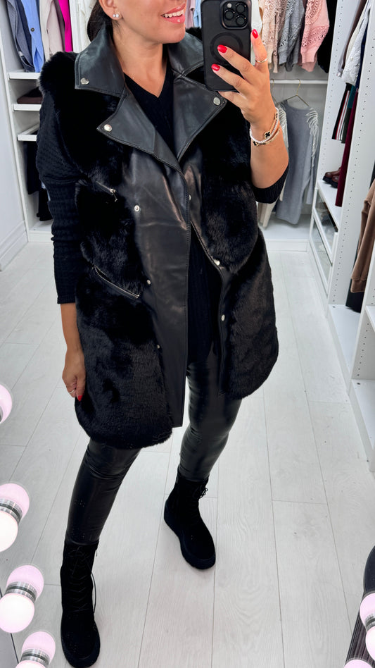 Micah Faux Fur Panelled Zip Detail Gilet
