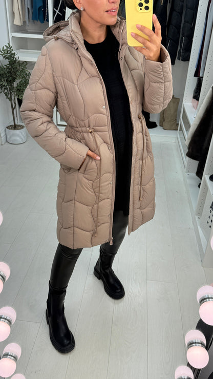 Alexis Quilted Toggle Waist Longline Coat