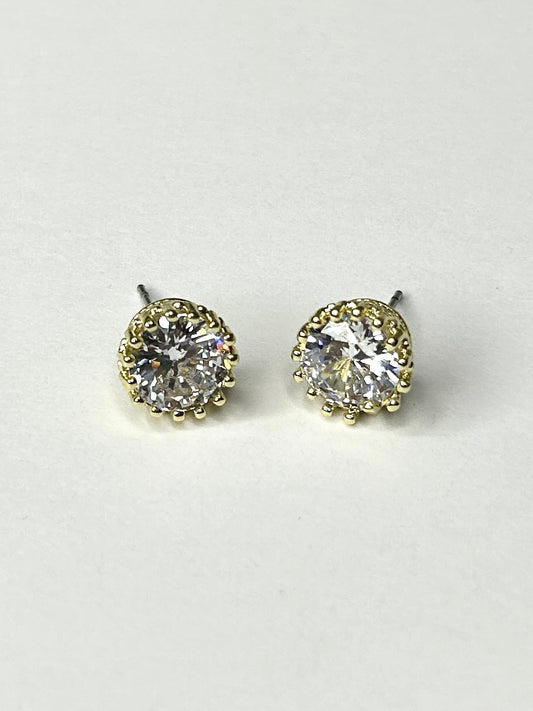 Diamante Gem Stone Set In Gold Stud Earrings 1068