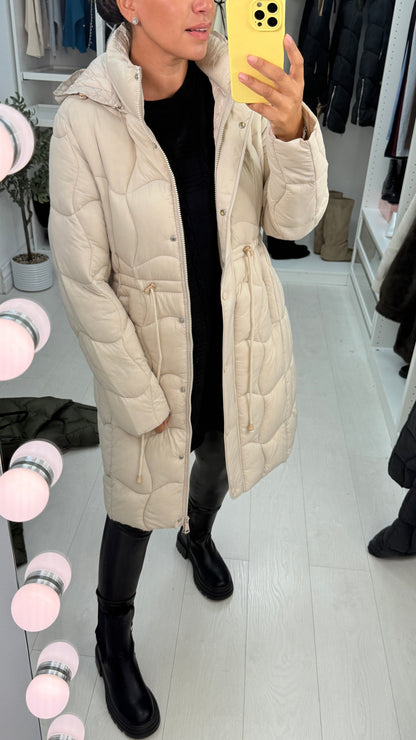 Alexis Quilted Toggle Waist Longline Coat