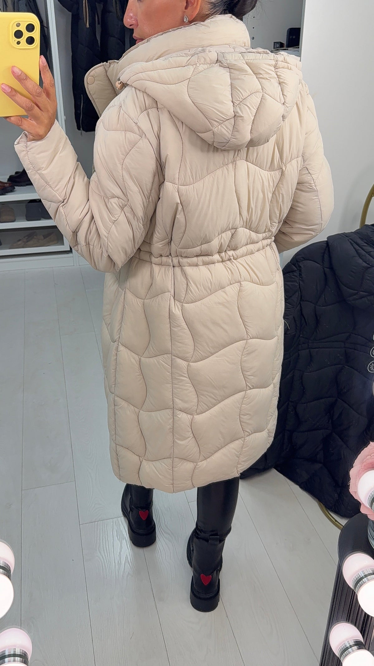 Alexis Quilted Toggle Waist Longline Coat