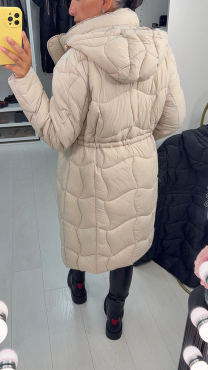Alexis Quilted Toggle Waist Longline Coat