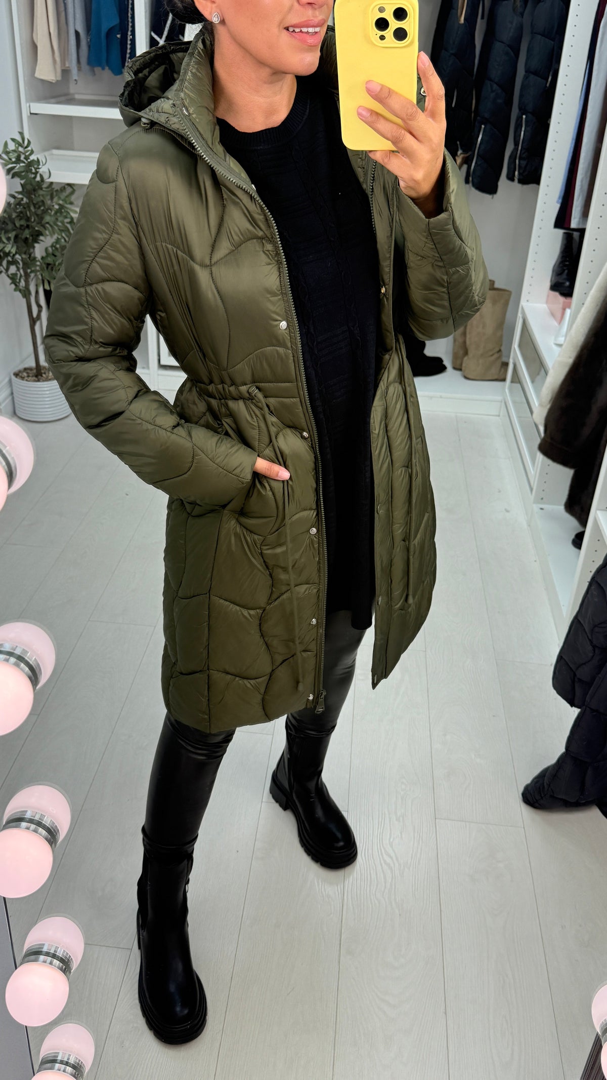 Alexis Quilted Toggle Waist Longline Coat