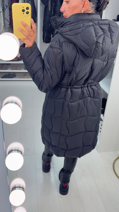 Alexis Quilted Toggle Waist Longline Coat
