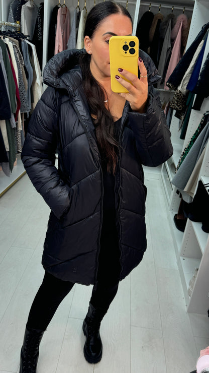 Ally Plain Chevron Design Padded Coat