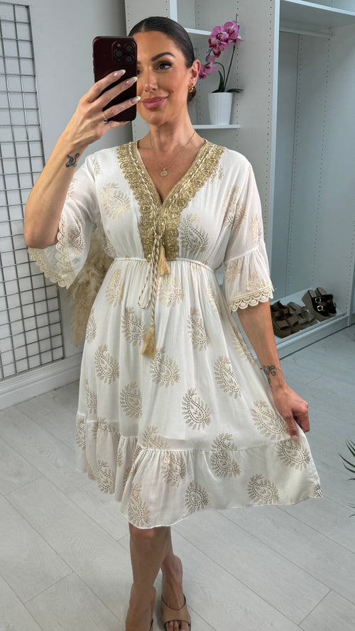 Heidi Gold Detail Midi Dress