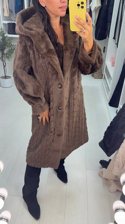 Nerisse Faux Fur Hooded Coat