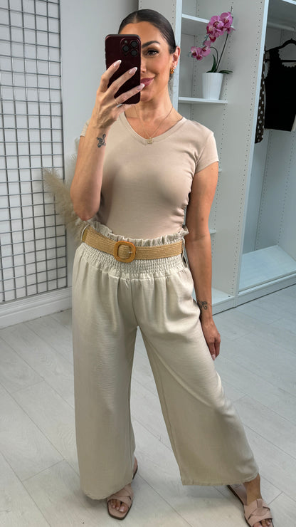 Juno Wide Leg Trousers with Woven Belt