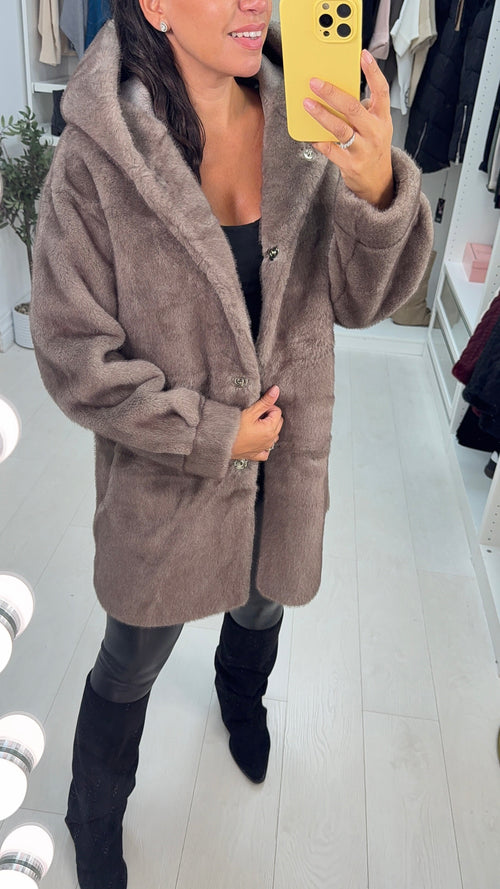 Jovina Faux Fur Hooded Coat