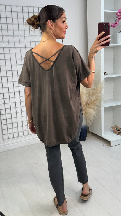 Uma Plain Loose Fit Dipped Hem Top