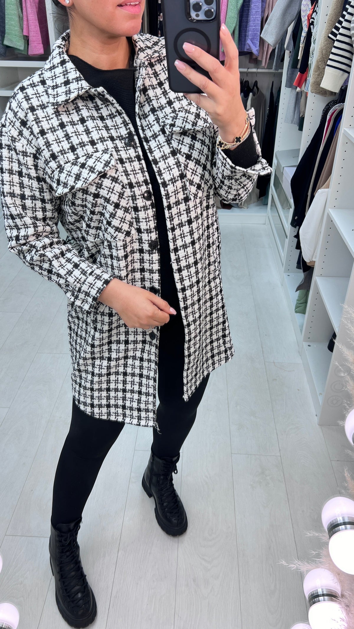 Cecilia Checked Oversized Shacket