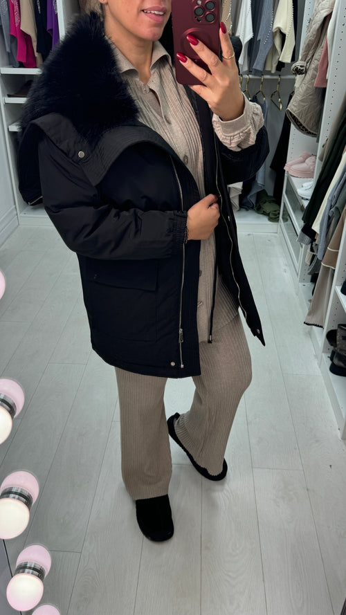 Atlanta Faux Fur Lined Zip Hood Coat