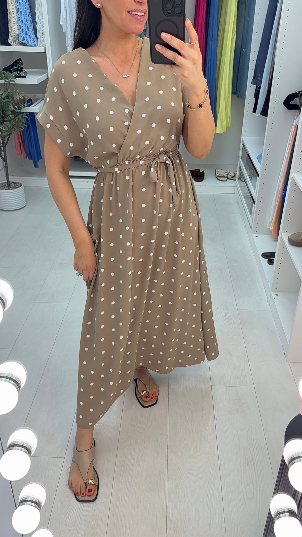 Blanka Polka Dot V Neck Maxi Dress