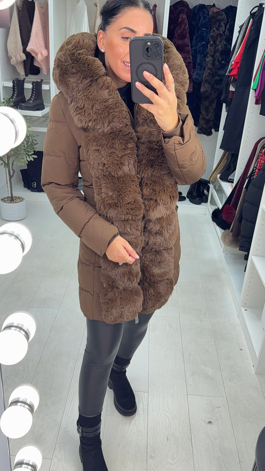Waverly Faux Fur Padded & Belted Coat