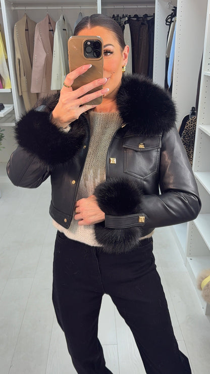 Ayla Faux Leather & Fur  Detailed Jacket