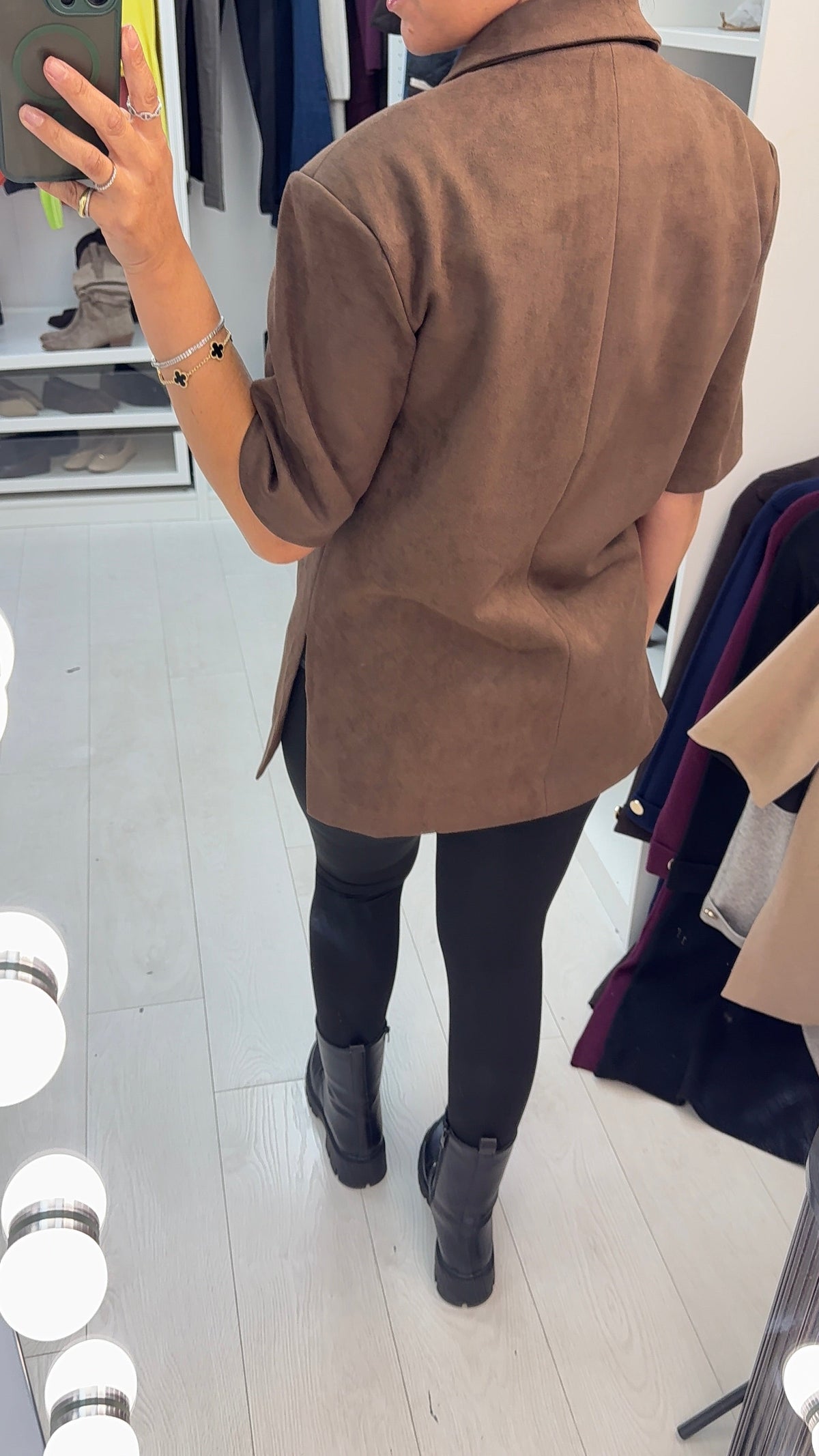 Jacinda Short Sleeved Faux Suede Blazer