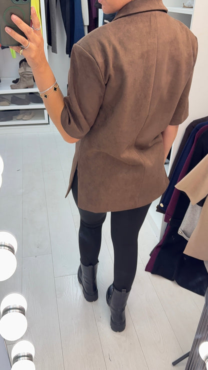 Jacinda Short Sleeved Faux Suede Blazer
