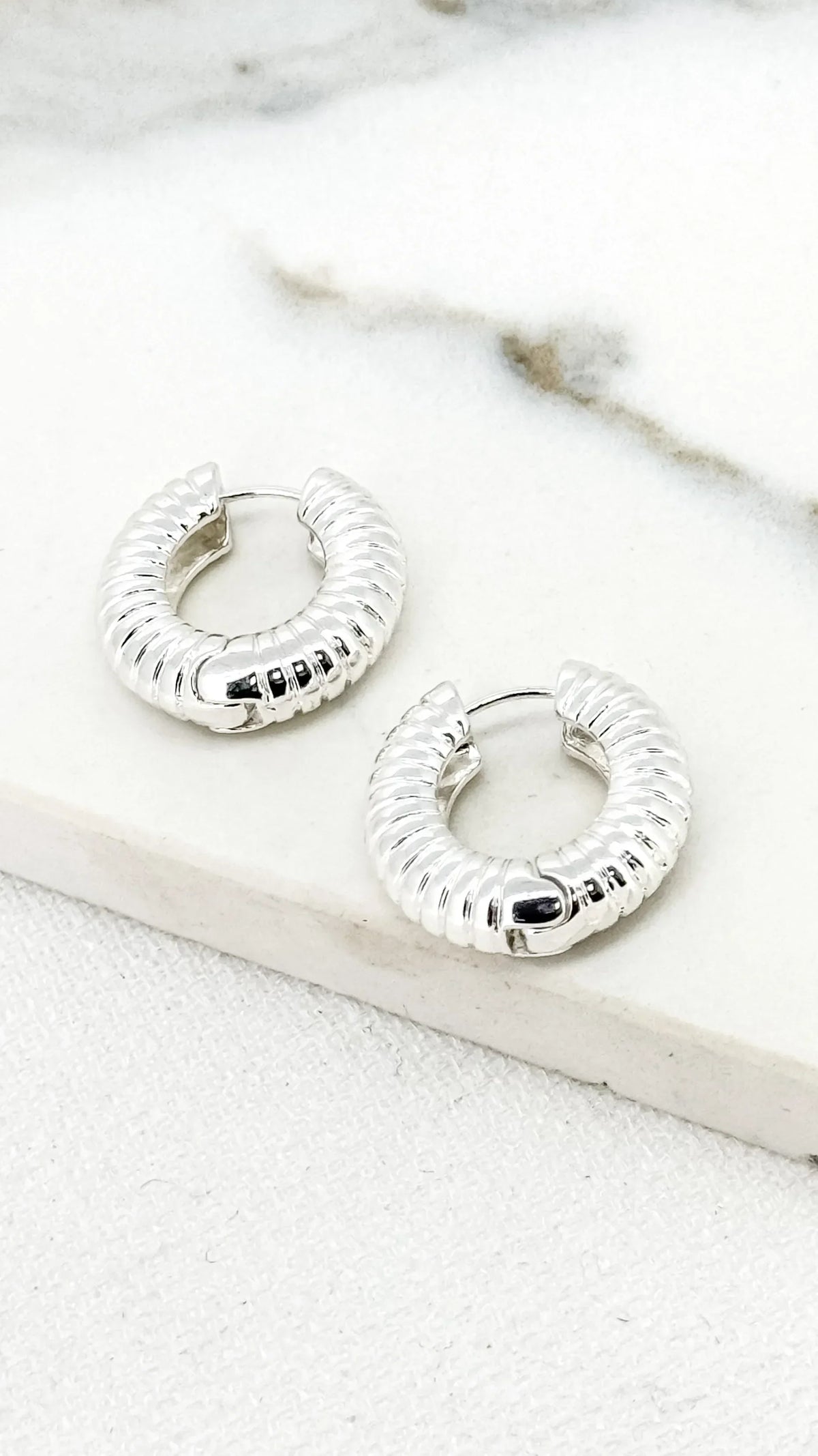 Gold Ribbed Chunky Hoops