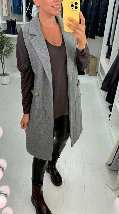 Alix Plain Longline Knitted Gilet