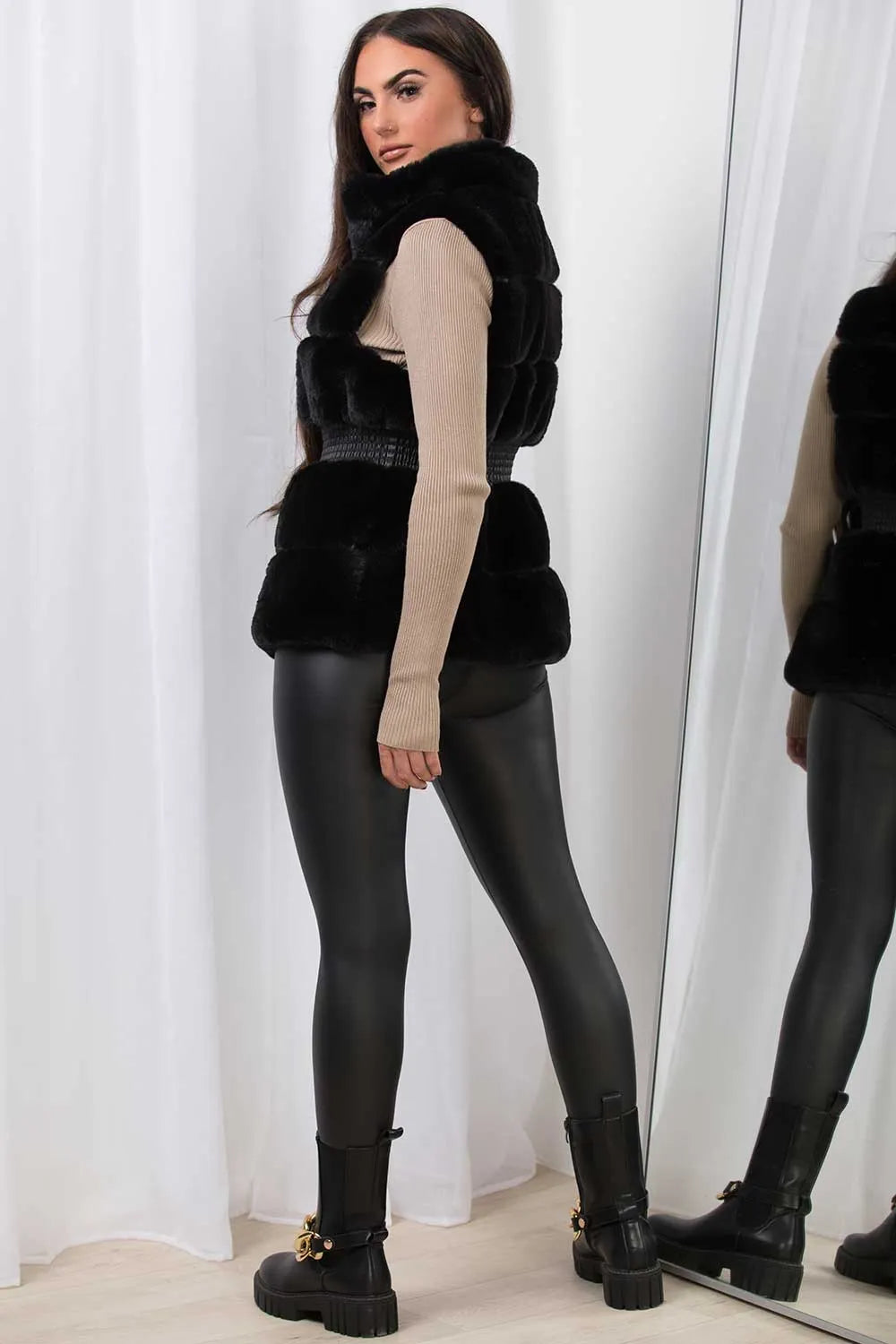 Faux Fur Gilet Black
