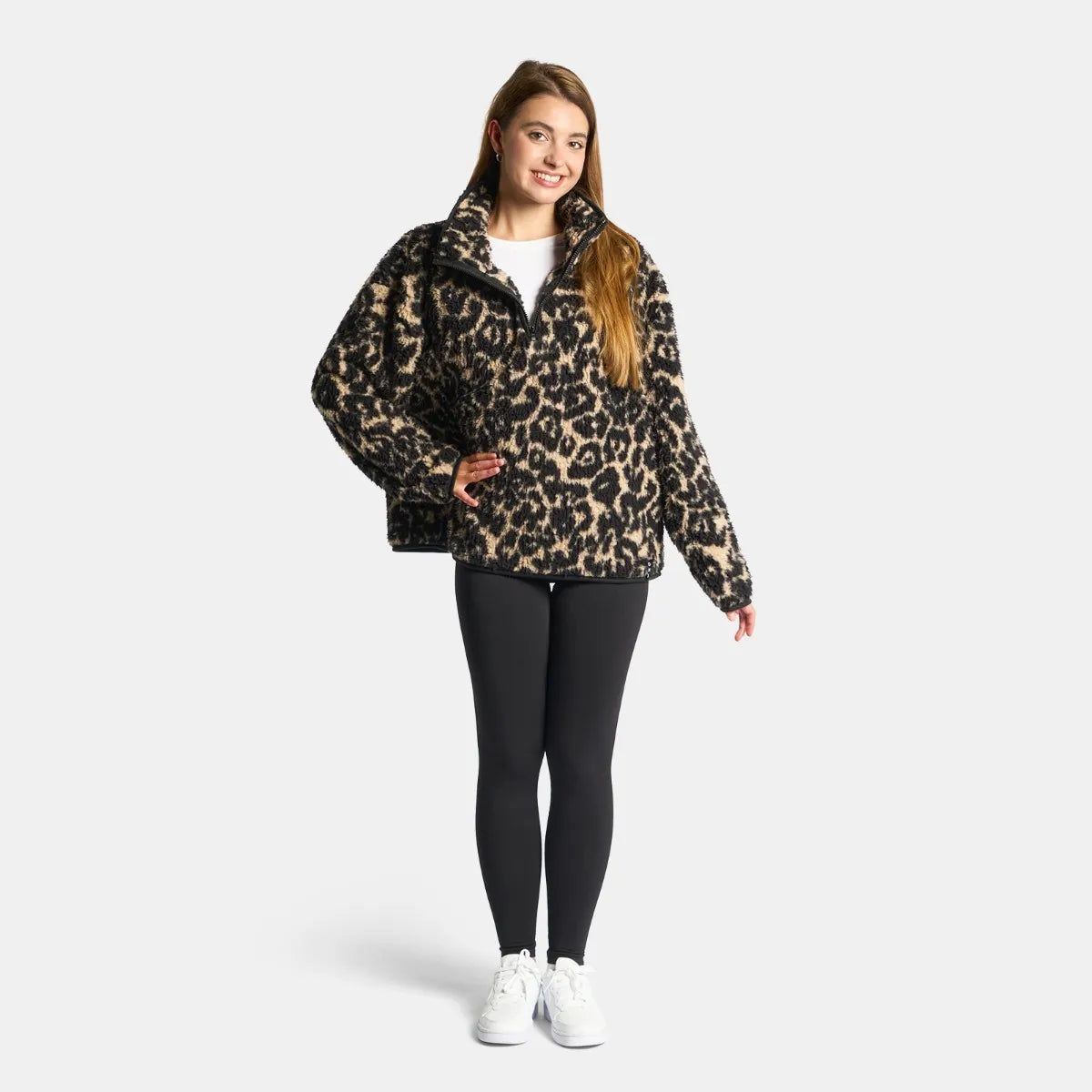 OHS Zip Fleece Soft Warm Cosy Outdoor Teddy Sherpa Long Cuff Sleeve Relaxed Fit Pull Over Hoodie Jacket Coat for Adults Kids