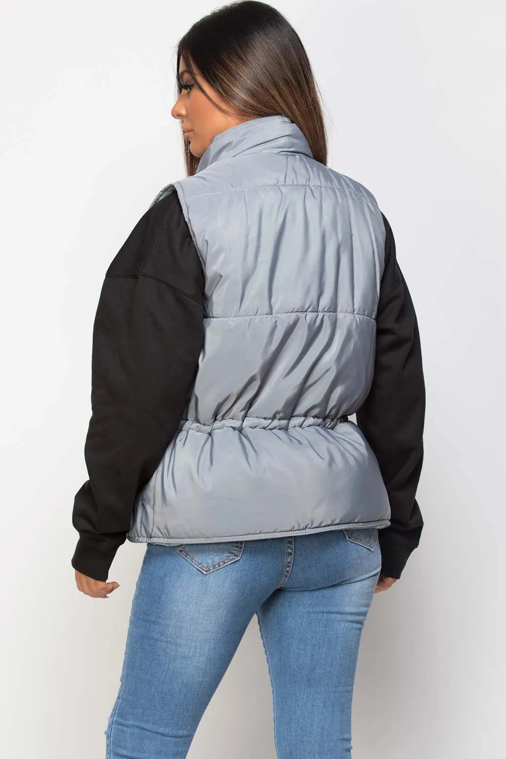 Grey Gilet With Drawstring Waist