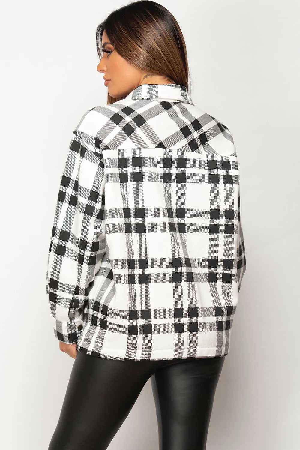 Oversized Shacket Shirt Black And White Check
