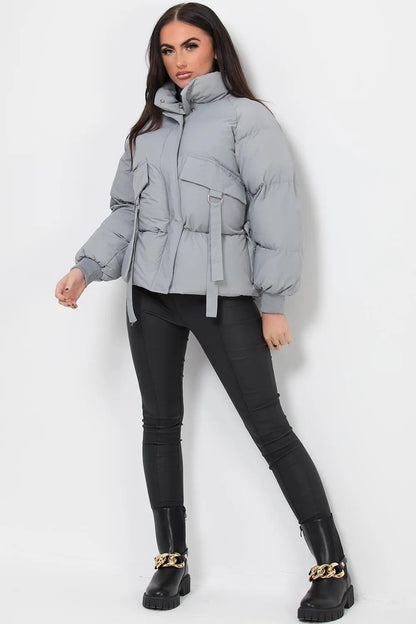 Puffer Jacket With Pocket Detail Grey