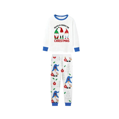 Christmas Holiday Family Blue PJ Set Complete with Gnome Pattern Print
