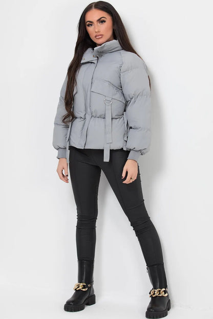 Puffer Jacket With Pocket Detail Grey