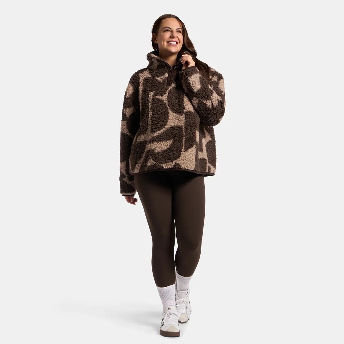 OHS Zip Fleece Soft Warm Cosy Outdoor Teddy Sherpa Long Cuff Sleeve Relaxed Fit Pull Over Hoodie Jacket Coat for Adults Kids