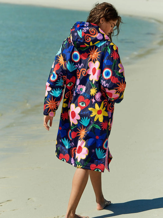 OHS Drying Robe Waterproof Wind Resistant Changing Robe Soft Sherpa Fleece Lined Oversized Hooded Long Sleeve Coat Jacket for Kids Adults Men Women Surfing Beach Swimming Keep Dry