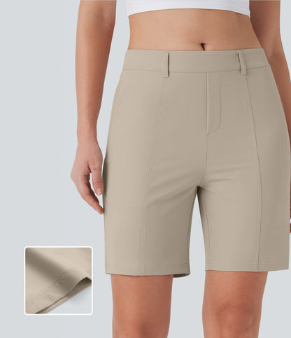 Quick Dry Mid Rise Casual Bermuda Shorts with Pockets-UPF 40+