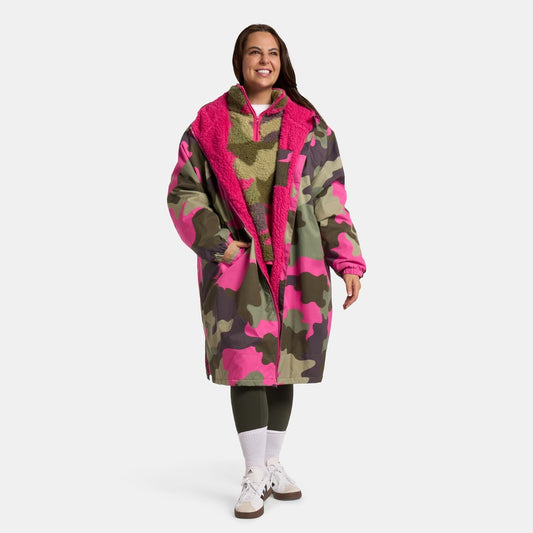 OHS Drying Robe Waterproof Wind Resistant Changing Robe Soft Sherpa Fleece Lined Oversized Hooded Long Sleeve Coat Jacket for Kids Adults Men Women Surfing Beach Swimming Keep Dry