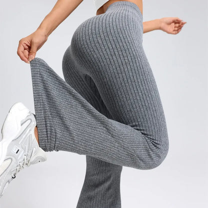 Breathable Flared Trousers Yoga-to-Street Chic Athleisure Fitness Pants Trendy Women's High-Waisted Yoga Gym Wear 4-Way Stretch