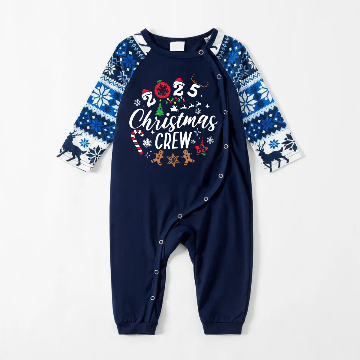 2025 Christmas Crew Making Memories Together Text Print Blue Family Matching Pajamas