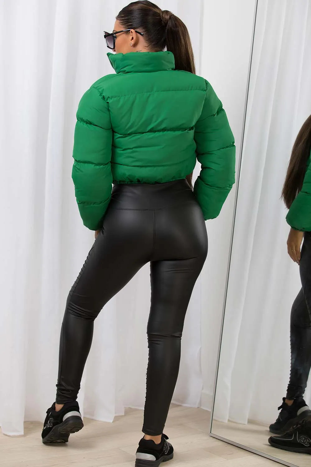Crop Puffer Jacket Green