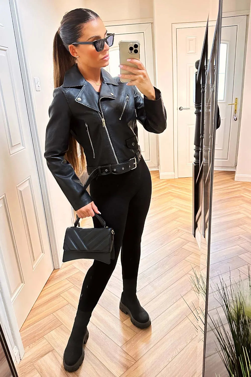 Faux Leather Jacket Black