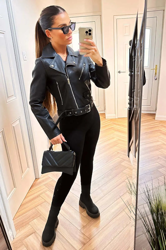 Faux Leather Jacket Black