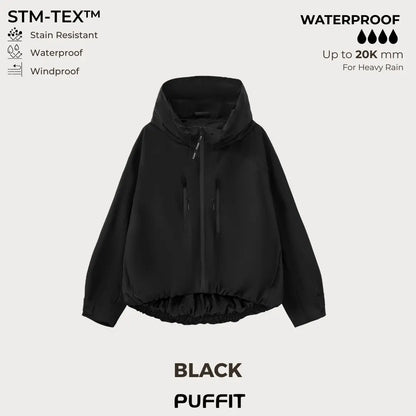 Short Oversized Rain Jacket With Bubble Hem,Loose Fit