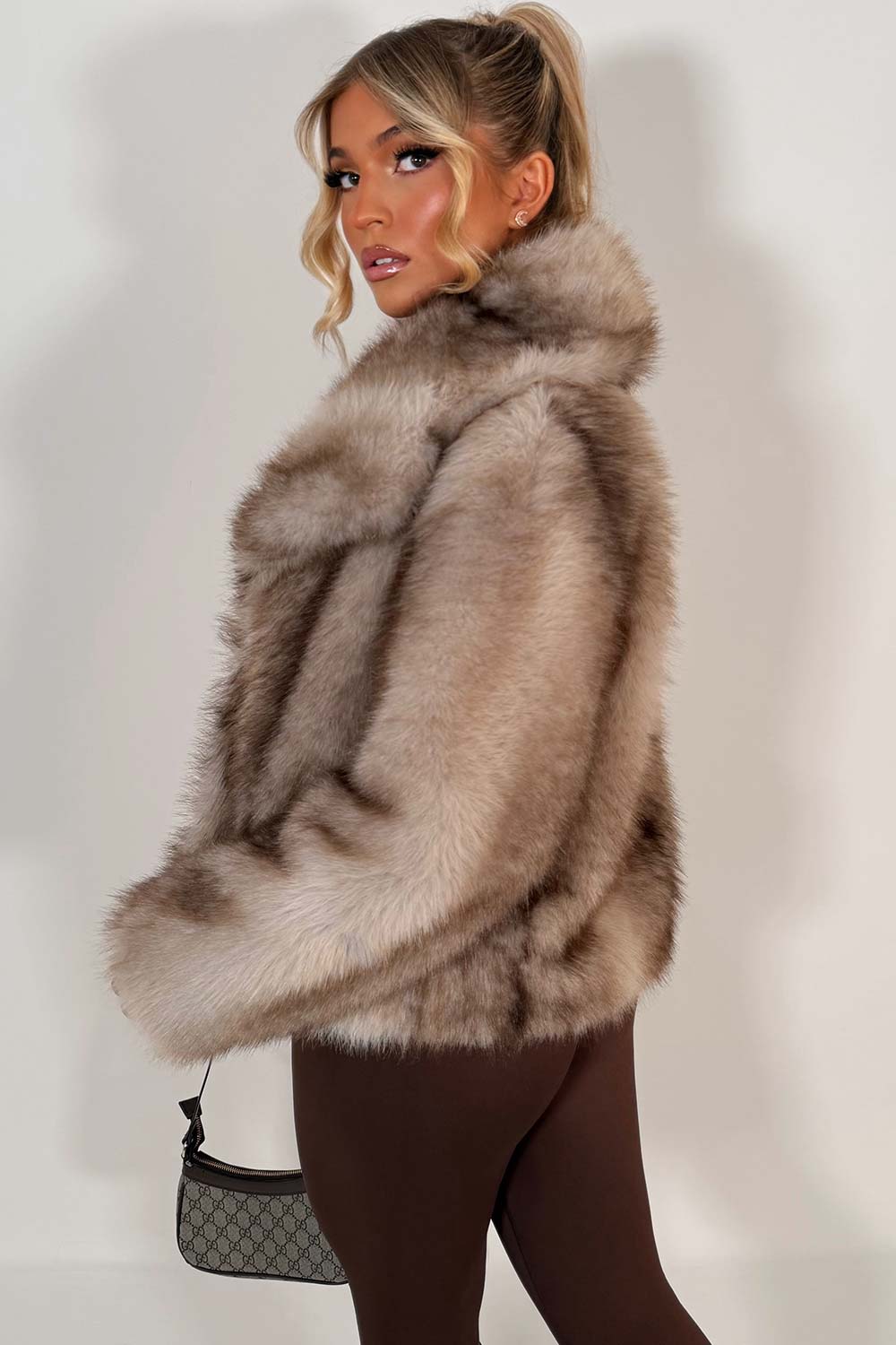 Faux Fur Coat Beige Colourway
