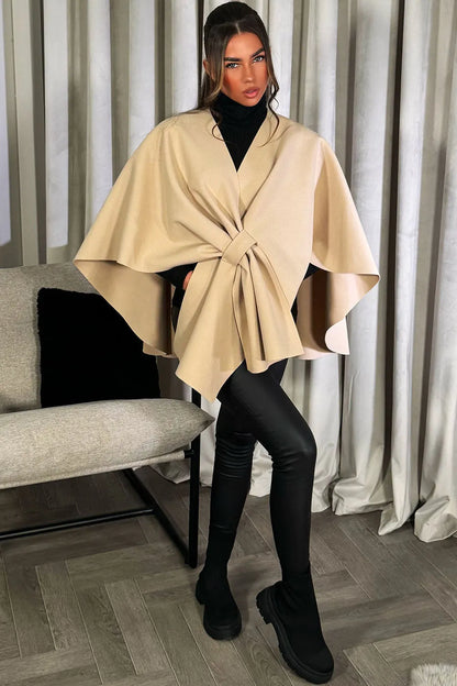 Wrap Over Bow Cape Beige