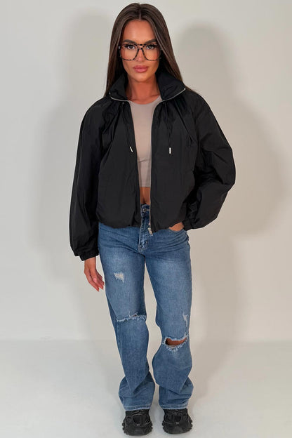 Black Funnel Neck Jacket