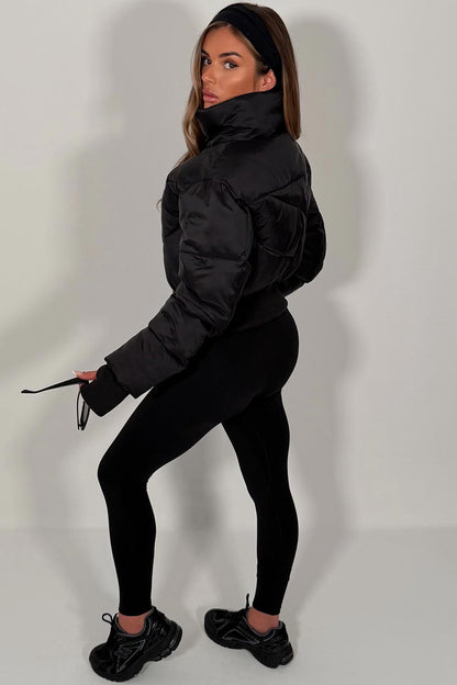 Black Cropped Puffer Jacket