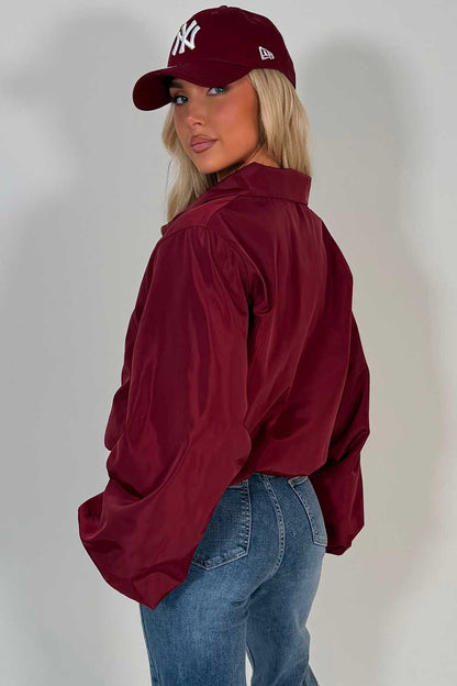 Burgundy Festival Jacket Funnel Neck Windbreaker
